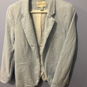 pinstripe light blue linen blazer